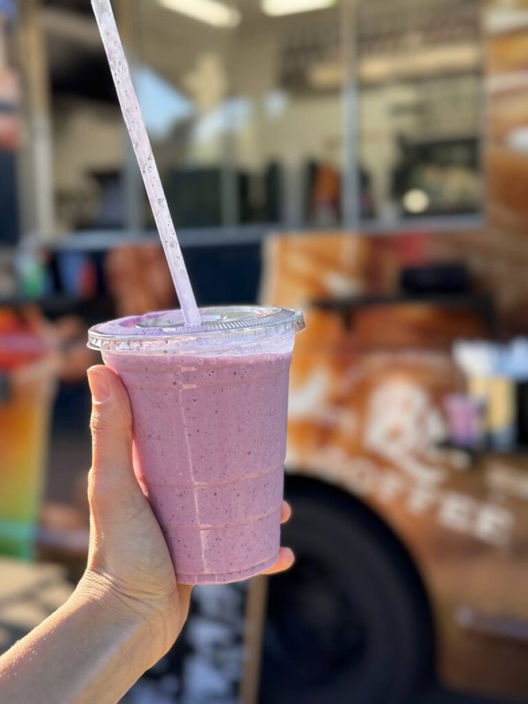 Berry smoothie, fresh from the truck
